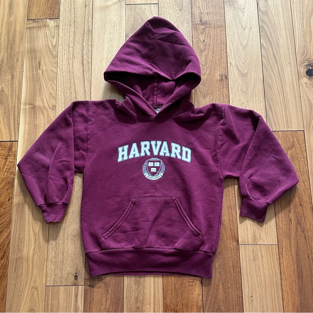 Harvard Kids Hoodie Sweatshirt Burgundy Hanes Size S (5–8) College Logo